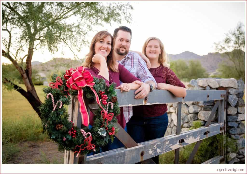 family, cyndi hardy photography, photography, photographer, buckeye, arizona, portrait, christmas, lights, wreath